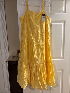 Yellow Eyelet Tiered Sundress